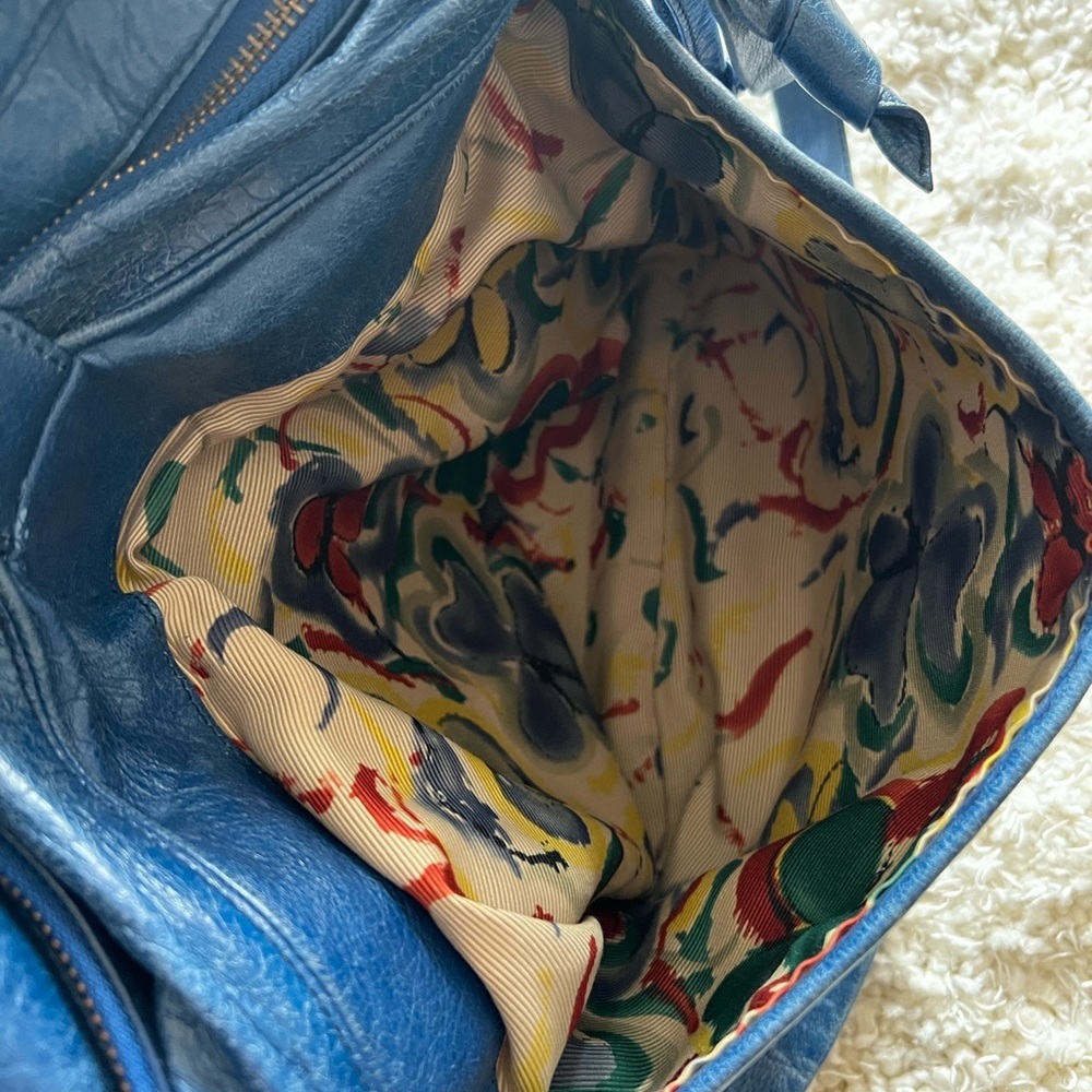 Tre Vero Vintage Shoulder Bag, Blue With Floral I… - image 8